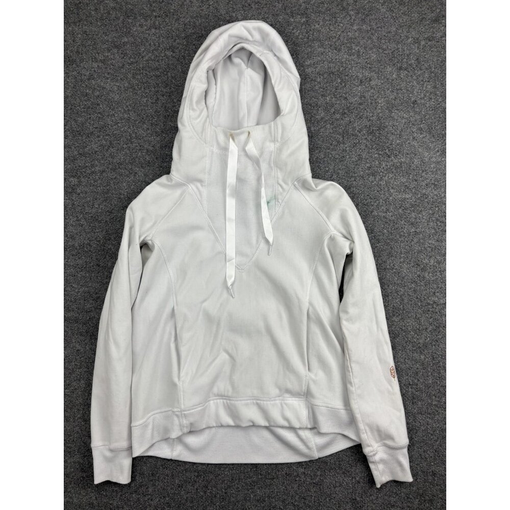 Indygena Hoodie Womens XS‎ White Fleece Pullover High Neck Sweatshirt Raglan